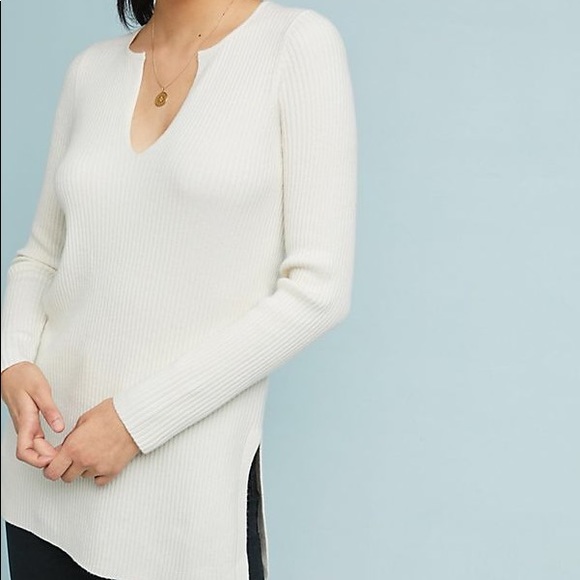Anthropologie Sweaters - Anthropologie Ett:Twa White Ribbed Amrita Tunic
